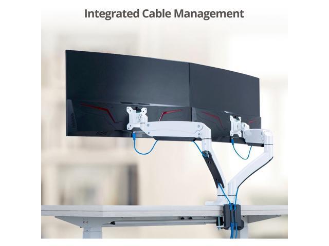 Siig Dual Monitor Aluminum Heavy Duty Desk Mount With Usb And Audio Ports- 17' to 35', VESA 75x75, 100x100, Quick Access USB 3.0 & Audio Port