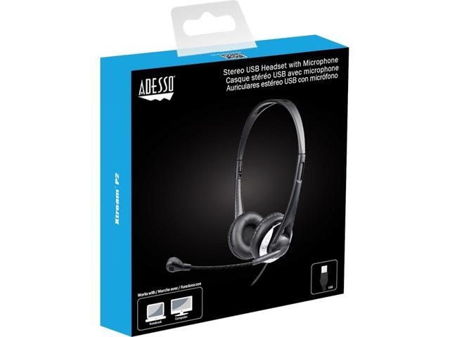 Adesso Xtream P2 USB Wired Multimedia Headset with Microphone Binaural Over the Head Black XTREAMP2