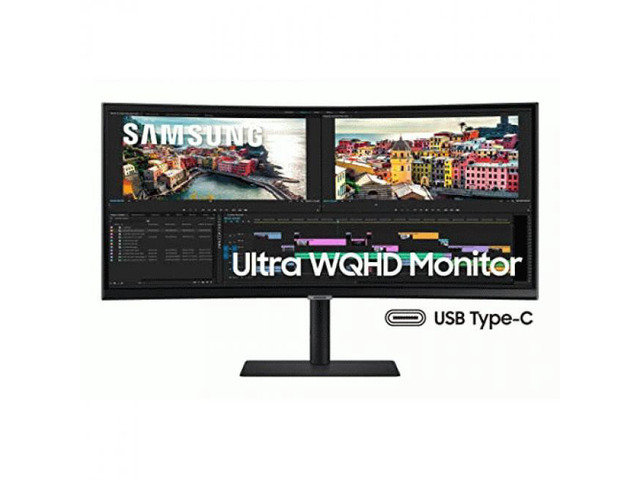 Samsung ViewFinity S34A654UBN 34' UW-QHD Curved Screen LED LCD Computer Monitor - 21:9 - Black - 34' Class - Vertical Alignment (VA) - 3440 x 1440...