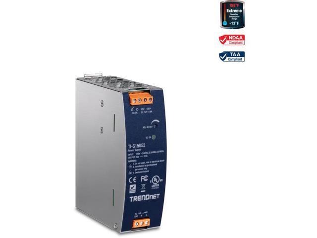 TRENDnet TI-S15052, 150W, 52V DC, 2.89A AC to DC DIN-Rail Power Supply with PFC Function
