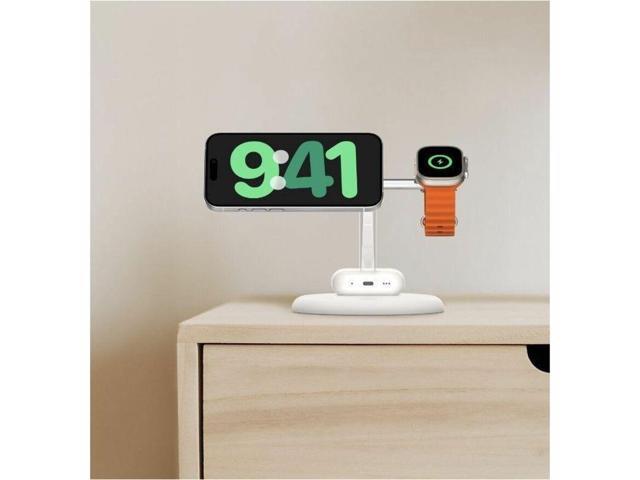 Belkin - 3-in-1 Stand 15W Qi2 Wireless Charger, Fast Charging for iPhone 17, AirPods, Apple Watch, & More (36W Included) - White - image 7