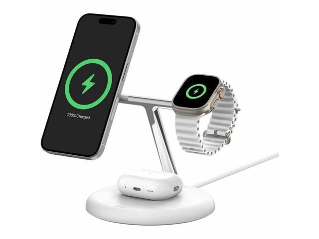 Belkin - 3-in-1 Stand 15W Qi2 Wireless Charger, Fast Charging for iPhone 17, AirPods, Apple Watch, & More (36W Included) - White - image 5