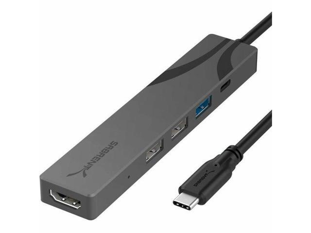 Sabrent Multi-Port USB-C Hub - for Keyboard, Microphone, Notebook - Charging Capability - USB Type C - 4K @ 60Hz - 3840 x 2160 - 4 x USB Ports - 2.