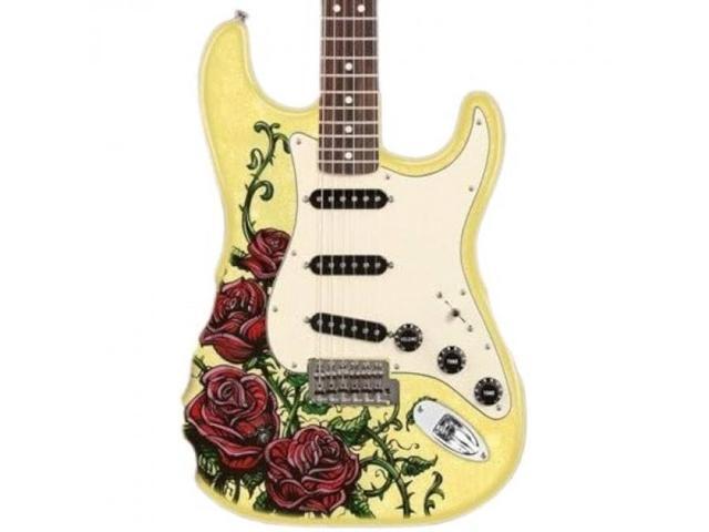 Axe Heaven David Lozeau Fender Strat - Roses Tattoo Mini Guitar DL-572