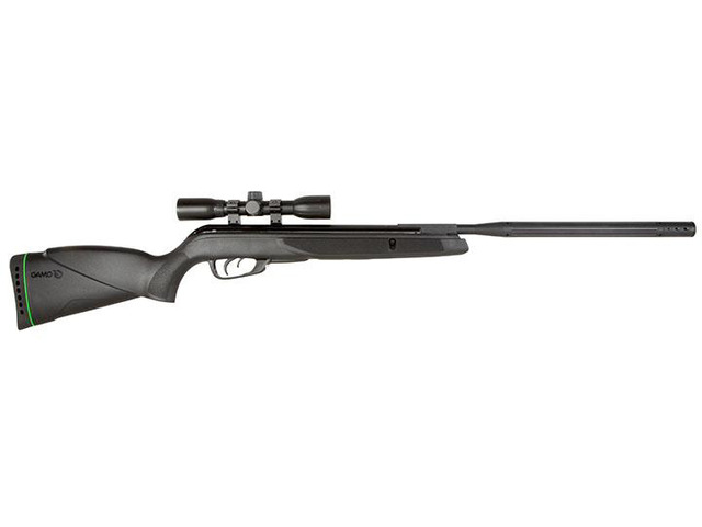Gamo Wildcat Whisper, 22 Pellet, Black Finish, Synthetic Stock, Whisper Noise Dampening Technology, 4x32 Scope, Single S