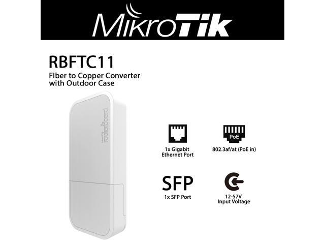 Mikrotik RBFTC11 Fiber to Copper converter 12-57V PoE with 802.3af/at Support and Outdoor Case
