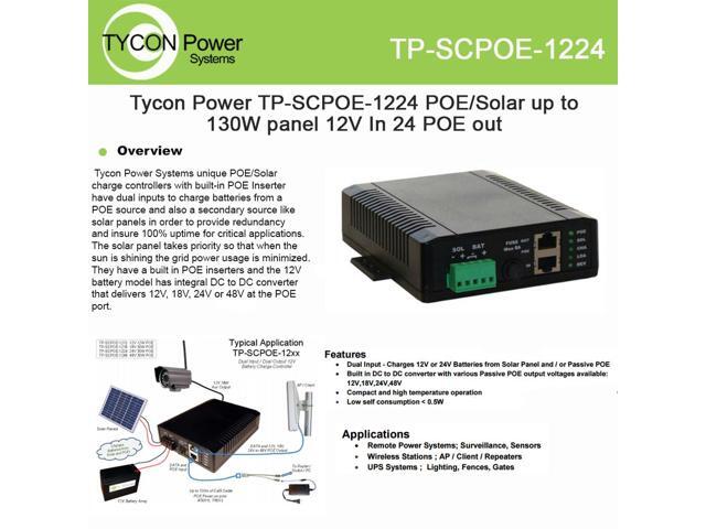 Tycon Power TP-SCPOE-1224 POE Solar Charge Cont. up to 130W panel Dual input