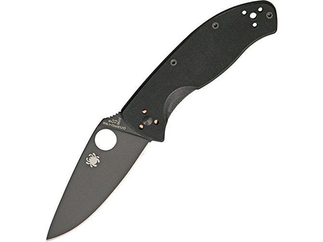 Spyderco Tenacious Black G-10 Black Blade Plainedge Knife C122GBBKP