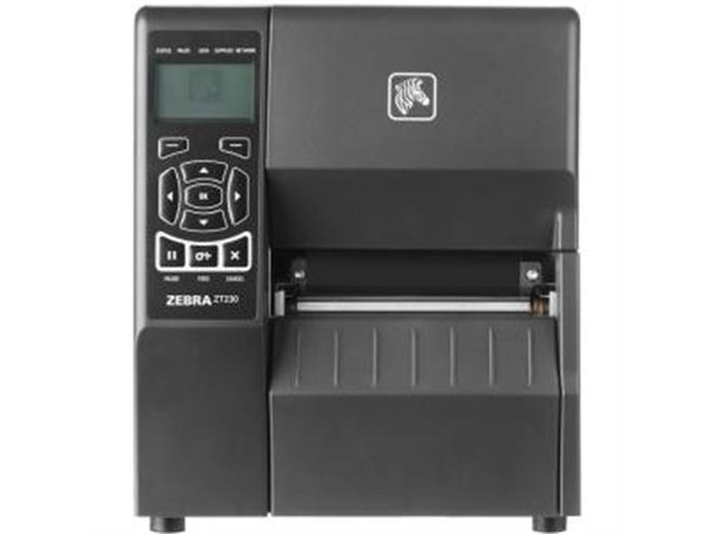 Zebra ZT230 4" Industrial Thermal Transfer Label Printer, LCD, 300 dpi, Serial, USB, Int 10/100, Peel, ZPL, XML Support, US Cord -ZT23043-T11200FZ
