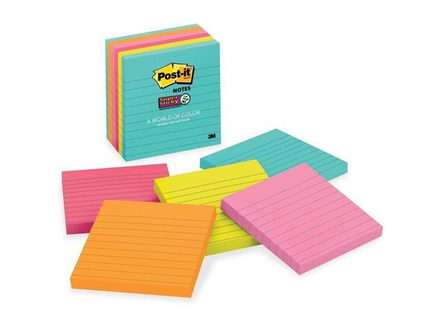 Post-it Super Sticky Pads in Miami Colors 4 x 4 Miami 90/Pad 6 Pads/Pack