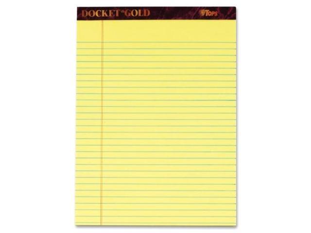 Tops 63956 Docket Ruled Perforated Pads, Gold Legal, 8 1/2 x 11 3/4,Canary, 50 Sheets, 6/Pk