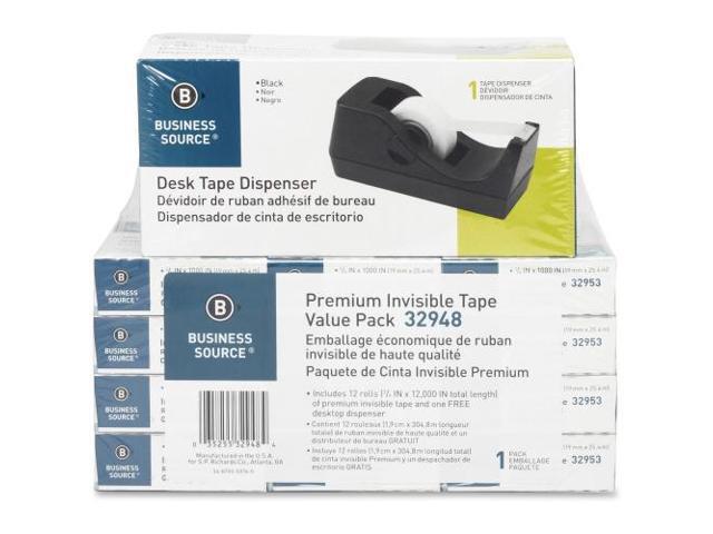 Business Source Tape Dispenser Value Pack 1'Core 3/4'x1000' 12/PK BLK 32948