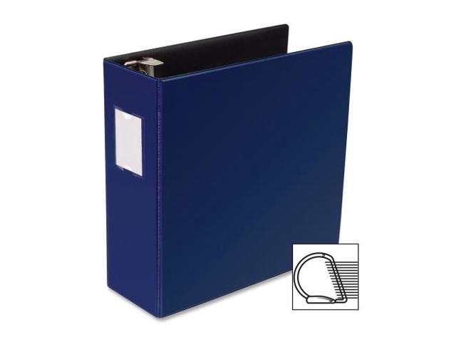 Business Source D-Ring Binder w/Label Holder Hvy-Dty 4' Blue 33119