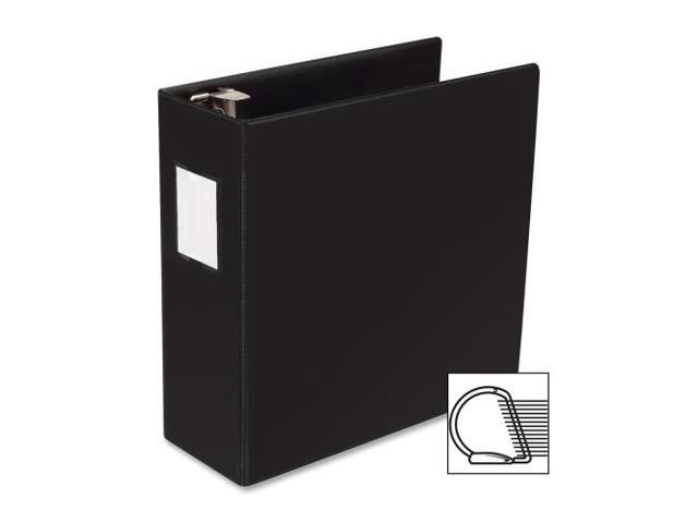 Business Source D-Ring Binder w/Label Holder Hvy-Dty 4' Black 33117