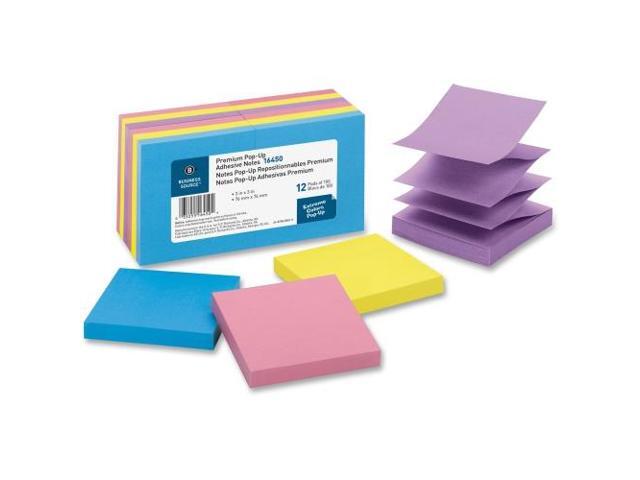Business Source Pop-up Adhesive Note Pads 3'x3' 100 Sh 12/PK AST Extreme 16450