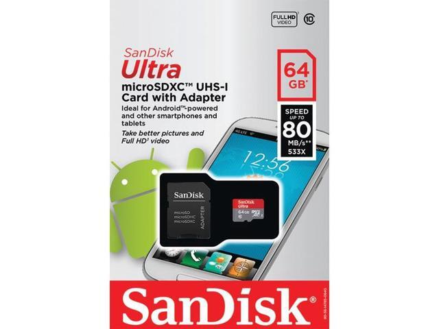 SanDisk 64GB microSDXC Flash Memory Model SDSQUNC-064G-AN6MA