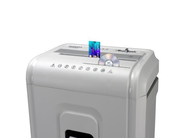 Aurora High-Security 8-Sheet Micro-Cut Paper, CD/DVD and Credit Card Shredder, White/Gray