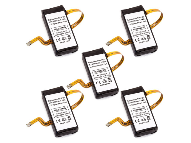 Battery 5-Pack for Apple Video 60gb 80gb iPod 5th Generation Gen 616-0232 616-0229 616-0230 JY-P0333A