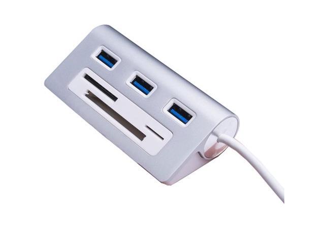 SABRENT Premium 3 Port Aluminum USB 3.0 Hub with Multi-in-1 Card Reader (12' Cable) for iMac, All MacBooks, Mac Mini, or Any PC (HB-MACR)