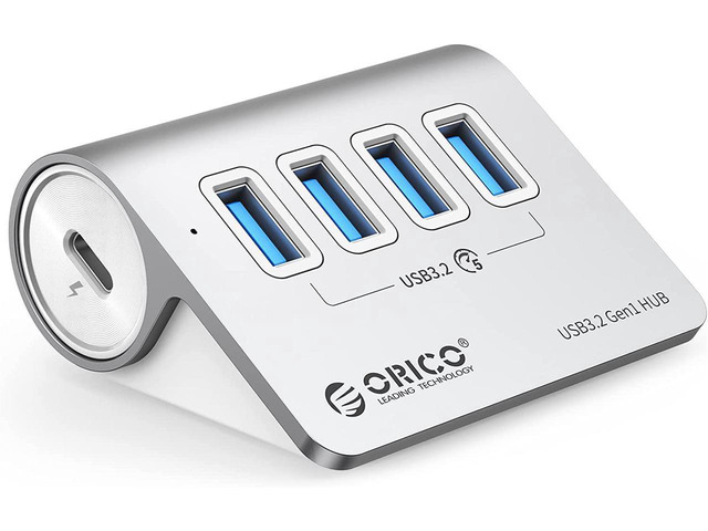 ORICO USB 3.0 Hub Aluminum [5Gbps], 4 Port USB Hub with 1.64Ft USB-C Cable and USB-A Adapter USB Splitter for iMac, All MacBooks, Mac Mini