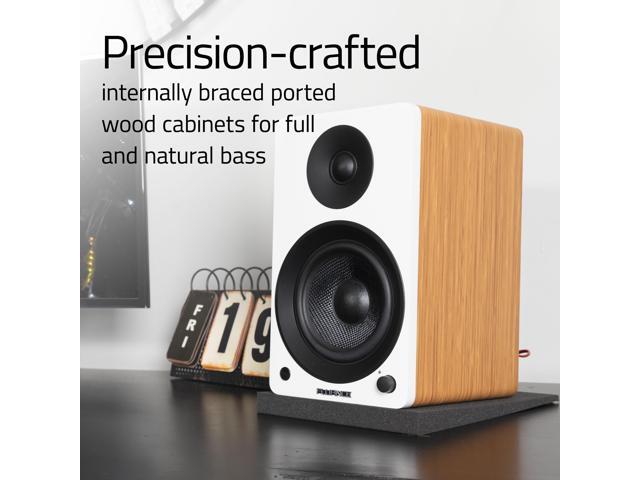 Fluance Ai41 Natural Walnut Powered 2.0 Stereo Bookshelf Speakers with 5 Drivers 90W Amplifier for Turntable TV PC and Bluetooth 5 and High Density Acoustic Foam Isolation Pads 8.5 x 6.35 - image 4