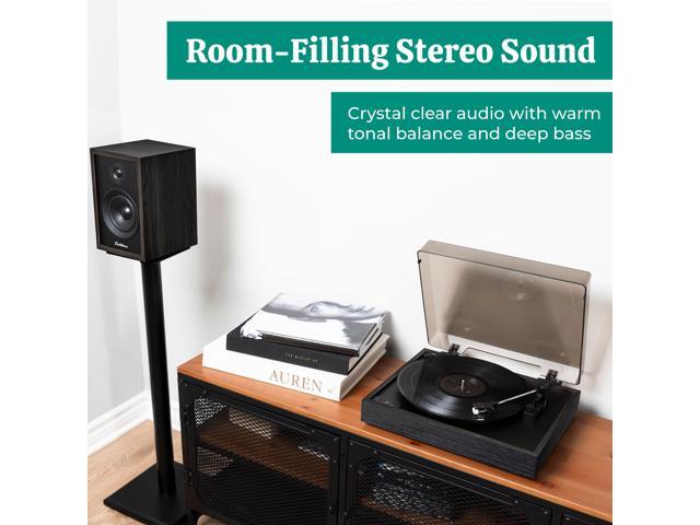 Electrohome Montrose Record Player Stereo System, 4' Bluetooth Powered Bookshelf Speakers, Belt-Drive Bluetooth Turntable with Audio-Technica...