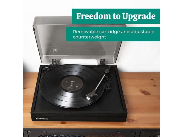 Electrohome Montrose, Upgradable Vinyl Record Player with Huntley, Powered Bluetooth Bookshelf Speakers, 3' Driver, for Warm Natural Sound, Black