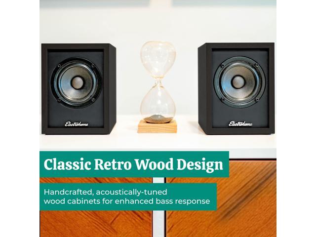 Electrohome Montrose, Upgradable Vinyl Record Player with Huntley, Powered Bluetooth Bookshelf Speakers, 3' Driver, for Warm Natural Sound, Black