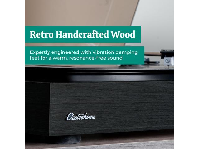 Electrohome Montrose Record Player Stereo System, 4' Bluetooth Powered Bookshelf Speakers, Belt-Drive Turntable with Audio-Technica Stylus, Speed...