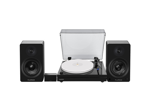 Fluance RT87 Reference High Fidelity Dual-Plinth Turntable (Piano Black), Ai61 Powered Speakers (Black Ash), PA10 Phono Preamp