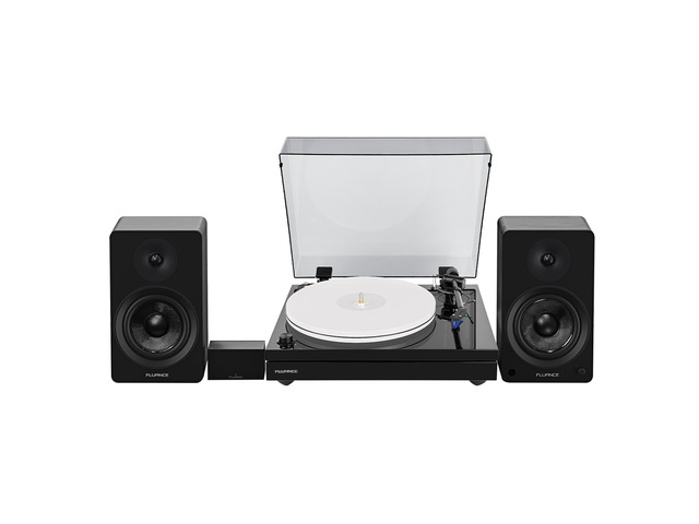 Fluance RT87 Reference High Fidelity Dual-Plinth Turntable (Piano Black), Ai41 Powered Bookshelf Speakers (Black Ash), PA10 Phono Preamp