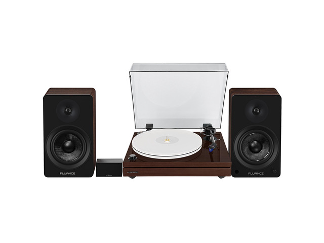 Fluance RT87 Reference High Fidelity Dual-Plinth Turntable, Ai61 Powered Speakers, PA10 Phono Preamp (Natural Walnut)