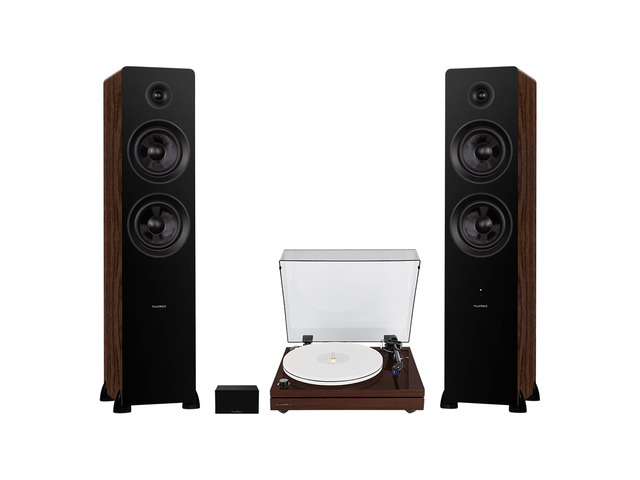 Fluance RT87 Reference High Fidelity Dual-Plinth Turntable, Ai81 Powered Floorstanding Tower Speakers, PA10 Phono Preamp (Natural Walnut)