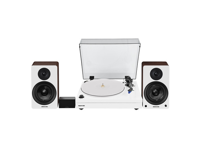 Fluance RT87 Reference High Fidelity Dual-Plinth Turntable (Piano White), Ai41 Powered Bookshelf Speakers (White Walnut), PA10 Phono Preamp