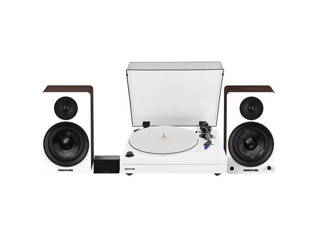 Fluance RT87 Reference High Fidelity Dual-Plinth Turntable (Piano White), Ai61 Powered Speakers (White Walnut), PA10 Phono Preamp