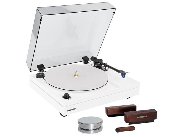 Fluance RT87 Reference High Fidelity Dual-Plinth Turntable (Piano White), VB65 3-in-1 Vinyl Record & Stylus Cleaning Kit, RW02 HiFi Vinyl Record.