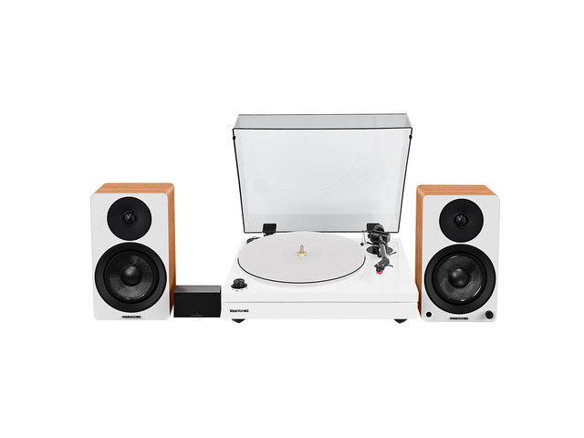 Fluance RT87 Reference High Fidelity Dual-Plinth Turntable (Piano White), Ai41 Powered Bookshelf Speakers (Lucky Bamboo), PA10 Phono Preamp