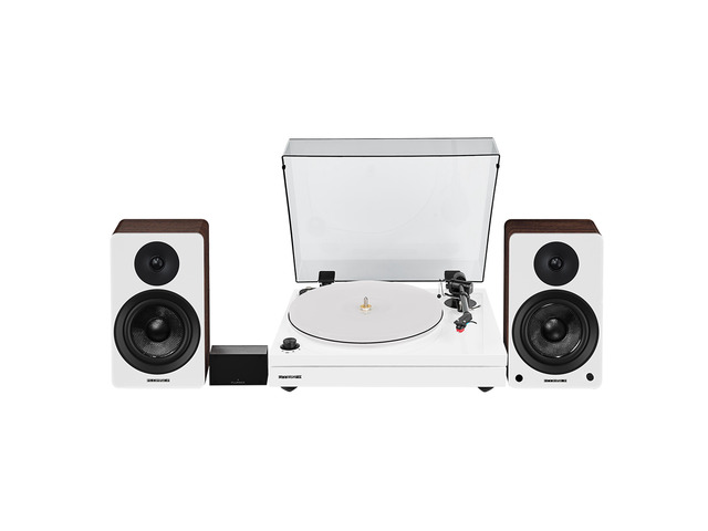 Fluance RT87 Reference High Fidelity Dual-Plinth Turntable (Piano White), Ai41 Powered Bookshelf Speakers (White Walnut), PA10 Phono Preamp