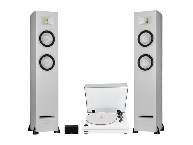 Fluance RT87 Reference High Fidelity Dual-Plinth Turntable, Ri91 Reference Stereo Powered Tower Speakers, PA10 Phono Preamp (Piano White)