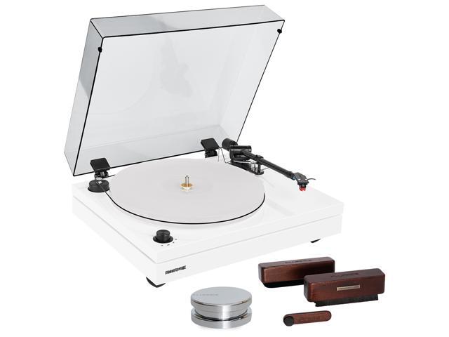 Fluance RT87 Reference High Fidelity Dual-Plinth Turntable (Piano White), VB65 3-in-1 Vinyl Record & Stylus Cleaning Kit, RW02 HiFi Vinyl Record.