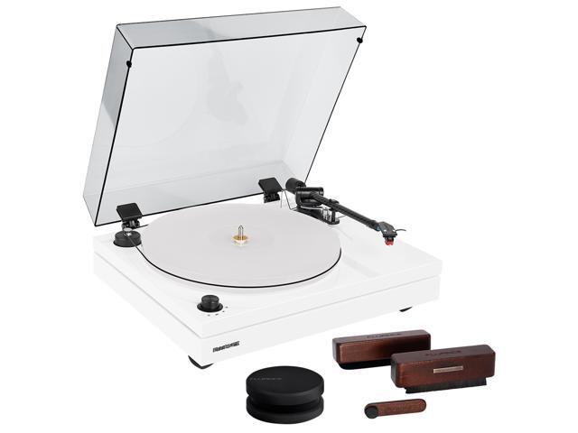 Fluance RT87 Reference High Fidelity Dual-Plinth Turntable (Piano White), VB65 3-in-1 Vinyl Record & Stylus Cleaning Kit, RW03 HiFi Vinyl Record.