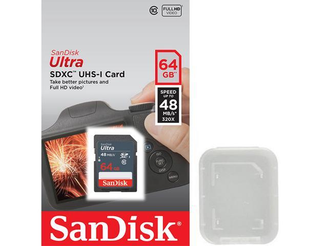 SanDisk 64GB SD Ultra 48MB/s UHS-I Class 10 C10 64G SDXC Memory Card SDSDUNB-064G with plastic case