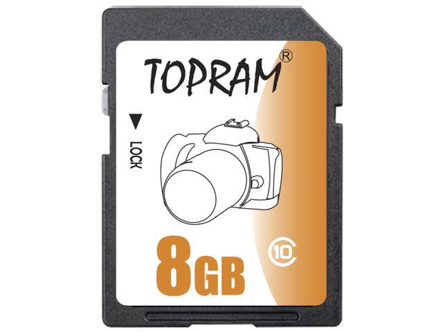 TOPRAM 8GB SD 8G SDHC Card Class 10 C10 Extreme Speed for Camera & Camcorder bulk pack