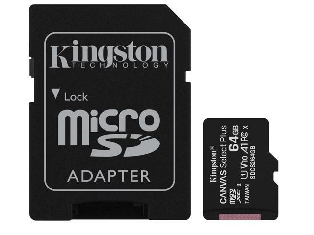 Kingston Canvas Select Plus 64GB Micro SD Card and SD Adapter SDCS2/64GB
