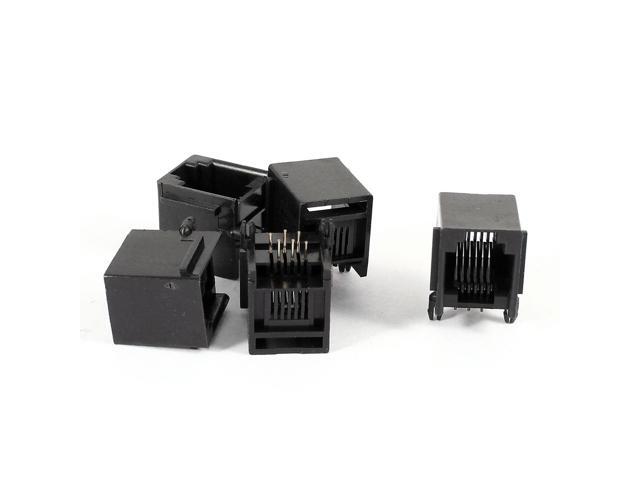 Unique Bargains 5 Pieces Right Angle PCB 6P6C RJ11 Socket Modular Jack Telephone Connector