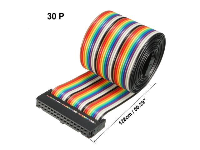 IDC 30 Pins Wire Flat Rainbow Ribbon Cable 128cm 2.54mm Pitch 1pcs