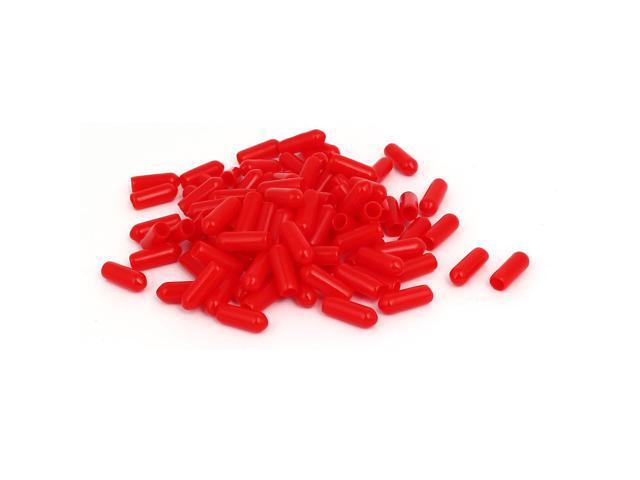 5mm Inner Dia Rubber Insulated End Cap Screw Thread Protector Cover Red 100pcs