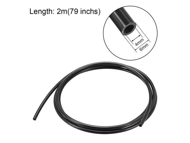 Nylon Line Hose Tube, 4mm(0.15') ID x 6mm(0.23') OD 2m PA12 Nylon Tube for Air Line Brake Fluid Transfer Black