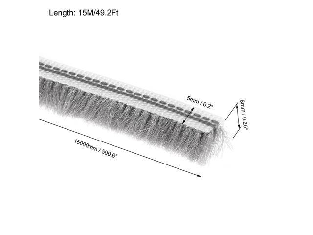 Brush Weather Stripping, 15M/49.2Ft Card-Slot Seal Strip Pile Weatherstrip Sweep Elastic Brush for Door Window, 5x8mm/WxH