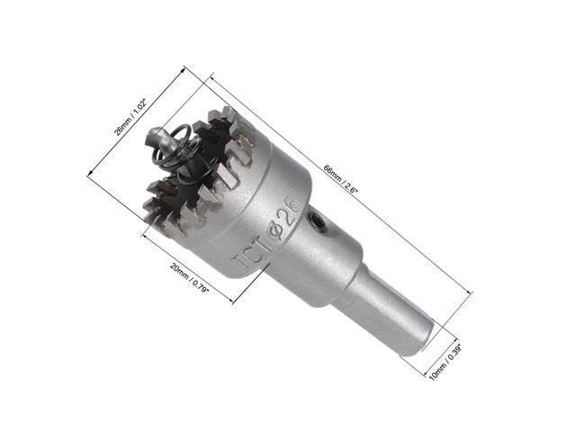 Carbide Hole Cutter 26mm Hole Saw Drill Bit High Density Cemented Carbide Teeth Triangular Shank for Stainless Steel Sheet Metal